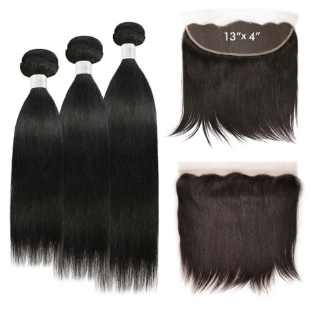 100% VIRGIN REMY HUMAN HAIR UNPROCESSED BRAZILIAN WEAVE NATURAL STRAIGHT 3PCS WITH 13X4 CLOSURE Find Your New Look Today!