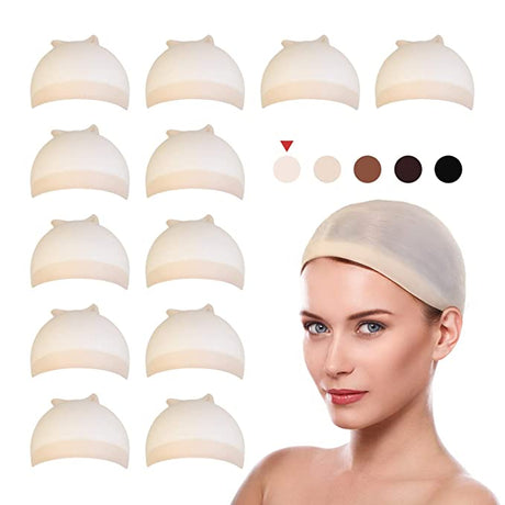 12 PCS! STUDIO LIMITED Perfect Fit Ultra Thin & Expandable Stocking Wig Cap, Each pack contains 2 wig caps (6 pack, Natural Beige) Find Your New Look Today!