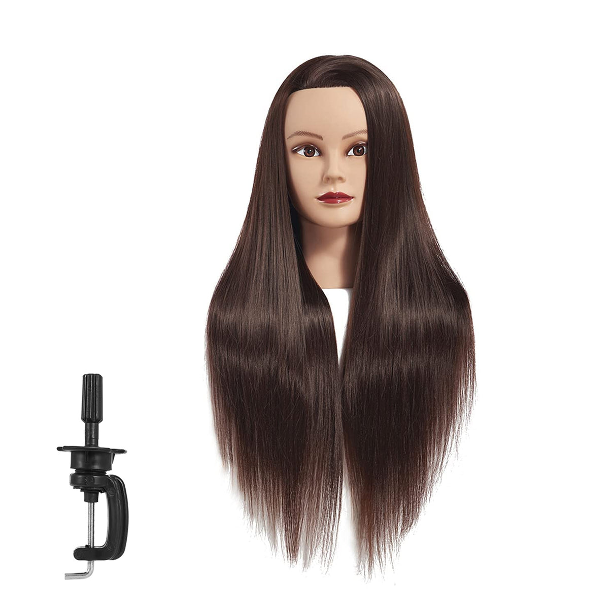 Training Head 26"-28" Mannequin Head Hair Styling Manikin Cosmetology Doll Head Synthetic Fiber Hair Hairdressing Training Model Free Clamp (1711D0420)