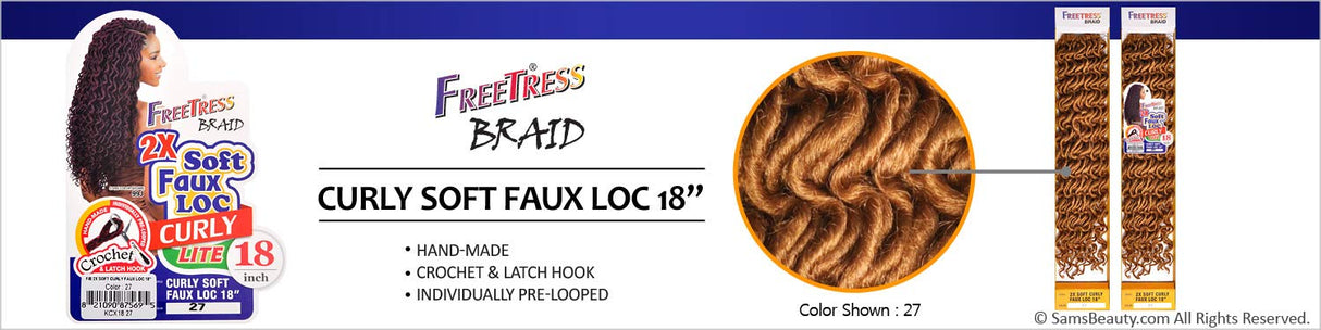 2X SOFT CURLY FAUX LOC 18" (4-Pack, 1) - FreeTress Synthetic Crochet Braid