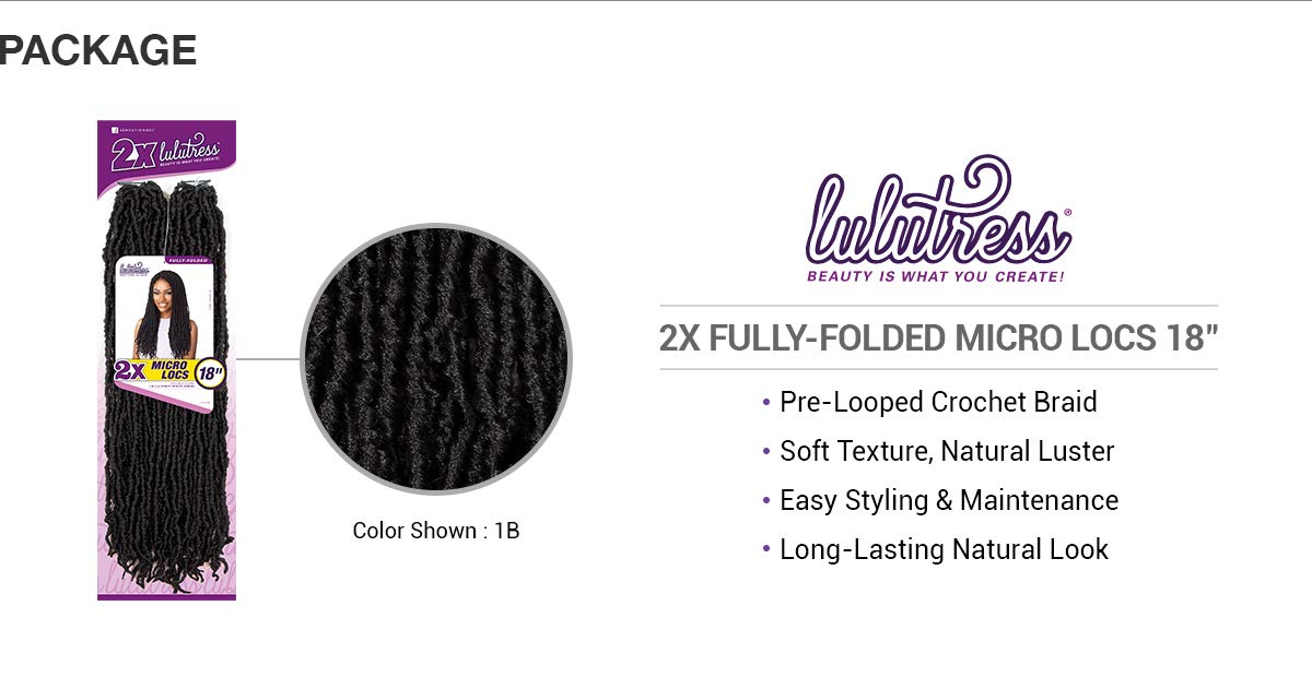 LULUTRESS Sensationnel Crochet Braids 2X Fully-Folded Micro Locs 18" (3-PACK, SM1B/27)