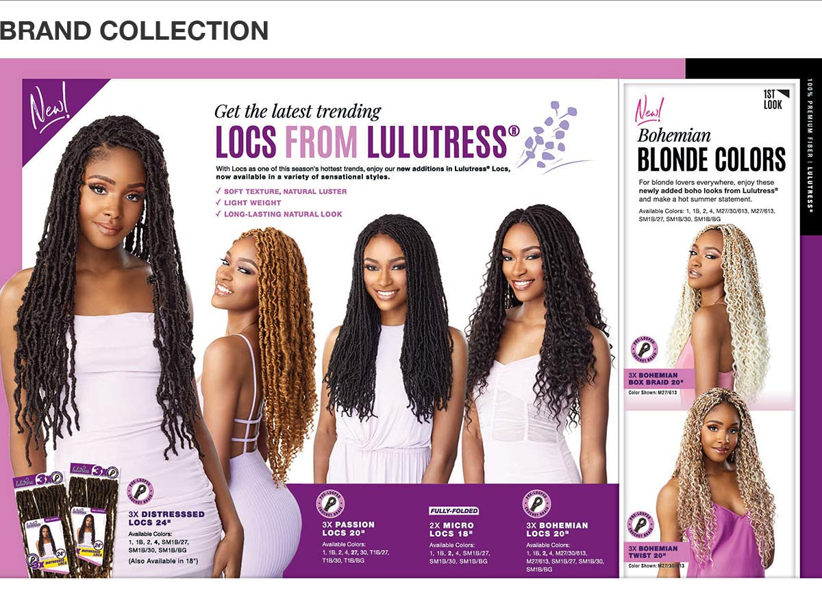 Sensationnel Crochet Braids Lulutress 3X Pre-Looped Distressed Locs 24" (5-PACK, SM1B/30)