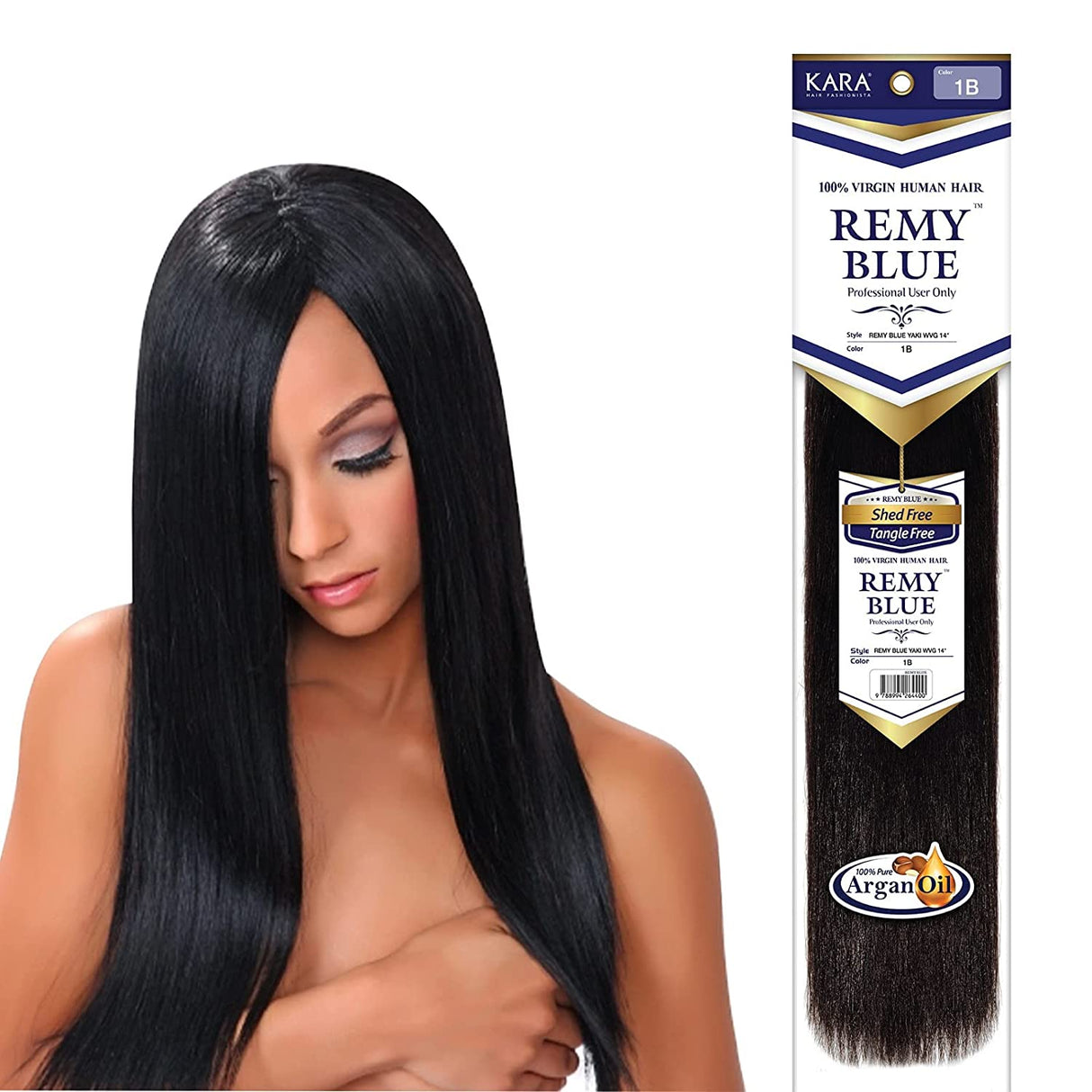 New Remy Yaky-Remy Blue 100% VIRGIN Human Hair Weave- Shed Free&Tangle Free (#1B, 10")