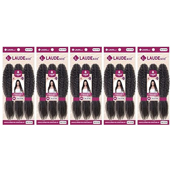 Laude Crochet Braids 3X JAMAICA BRAID PRE-STRETCHED 26" (5-Pack, T1B/BUG)