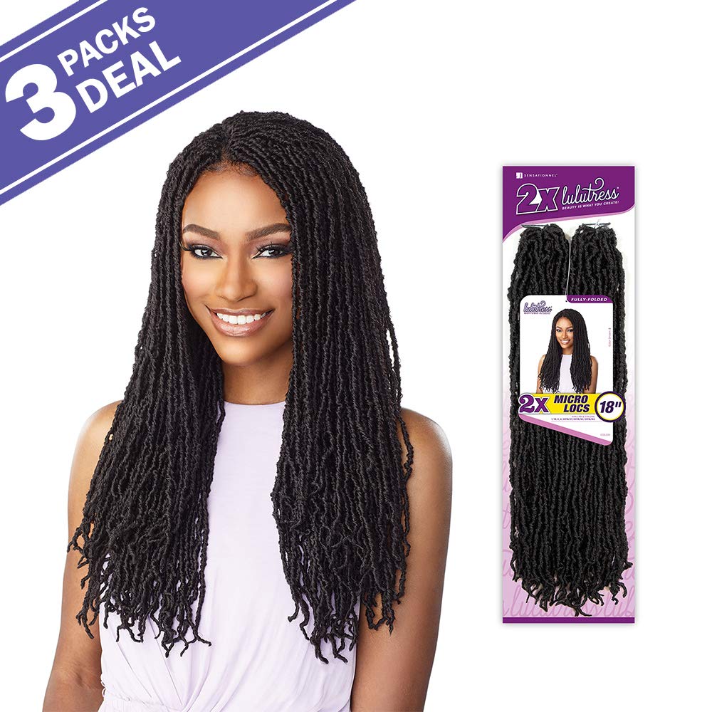 LULUTRESS Sensationnel Crochet Braids 2X Fully-Folded Micro Locs 18" (3-PACK, SM1B/27)