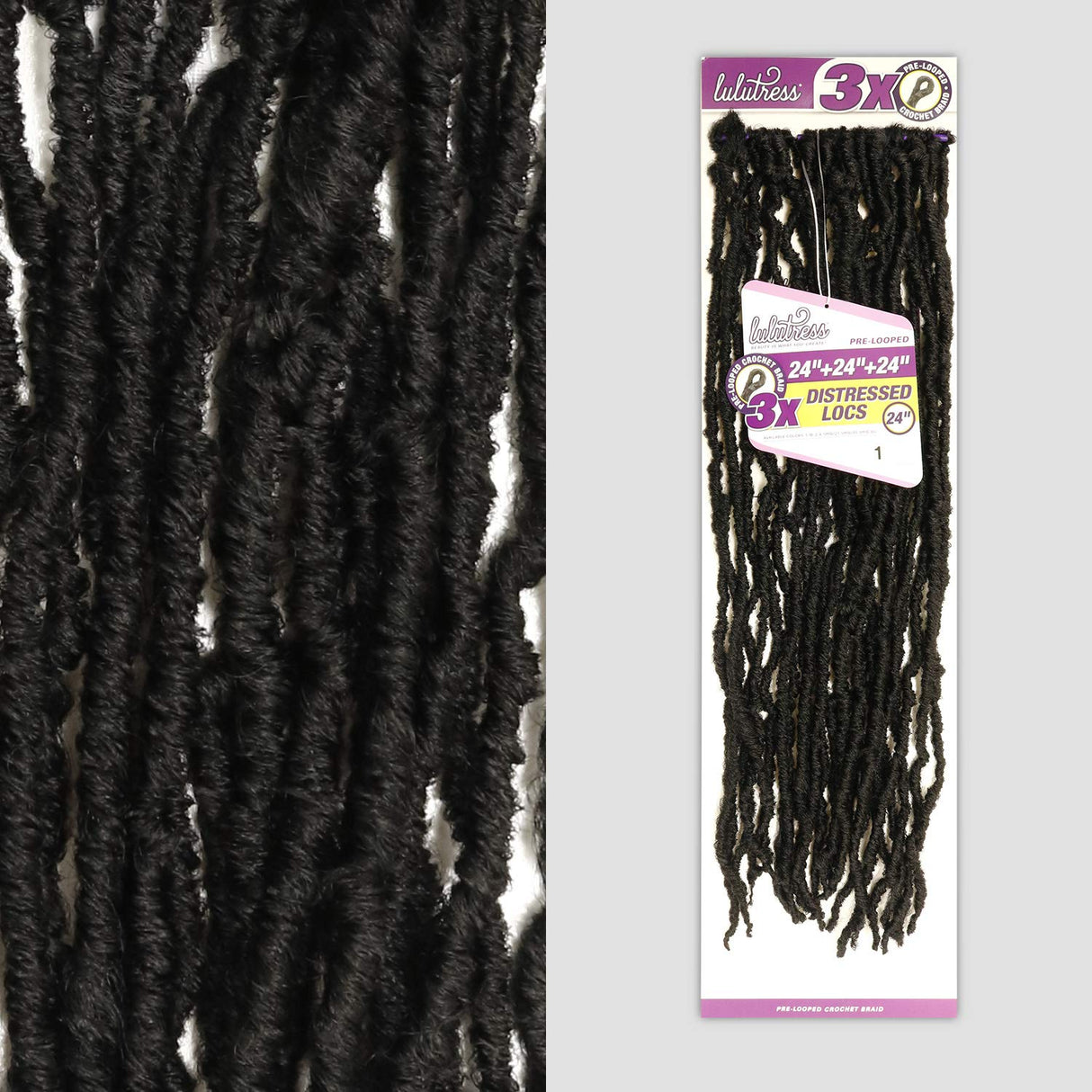 Sensationnel Crochet Braids Lulutress 3X Pre-Looped Distressed Locs 24" (5-PACK, SM1B/30)
