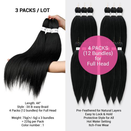 BOX DEAL Authentic 3X B-Easy Pre Stretched Braid 44" (EZ Braid) (50 packs/box)