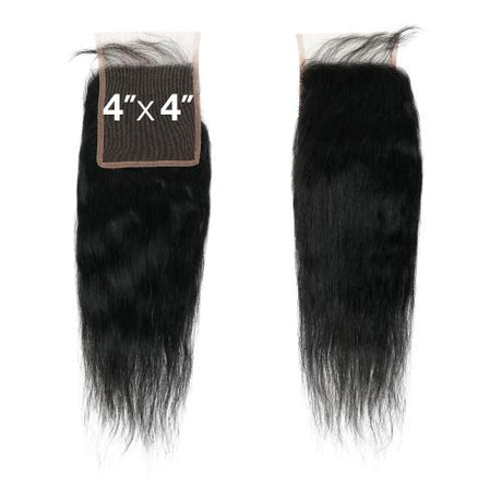 Bare N Natural Unprocessed Virgin Human Hair Weave Wet N Wavy 4x4 HD Lace Closure 12A Deep 12"