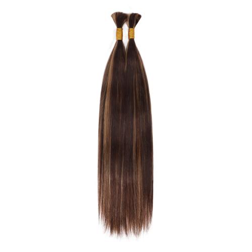 Starlet 100% Virgin Unprocessed Human Braiding Hair 4/27 Caramel Brown Highlight Straight Bulk (18"-20")