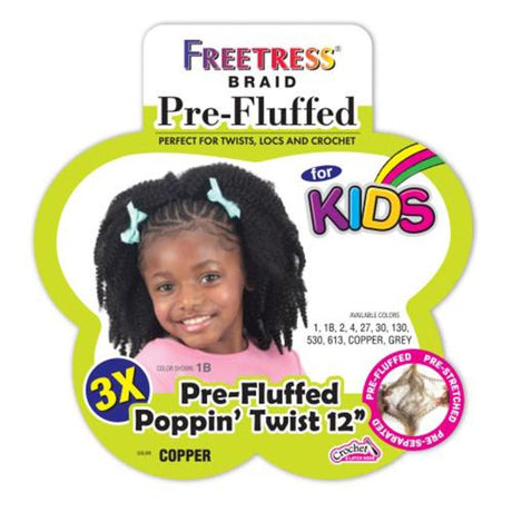 FreeTress Crochet Braids 3X Kids Pre-Fluffed Poppin' Twist 12"