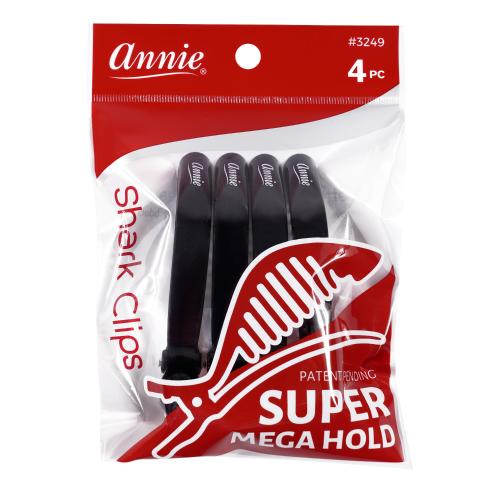 Annie Shark Clips Black 4.5" 4ct