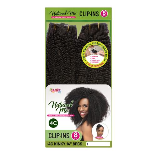 Janet Collection Natural Me Virgin Human Hair Clip-In Weave 4C Kinky (8Pcs) (14-18")