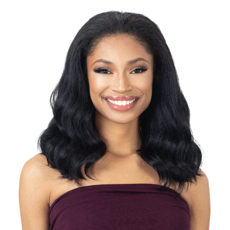 FreeTress Equal Half Wig Drawstring Full Cap Natural Me Natural Pressed Waves (1B) Find Your New Look Today!