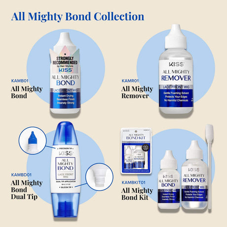 Kiss All Mighty Bond Lace Wig Adhesive & Remover & Wig Cleanser Spray Find Your New Look Today!