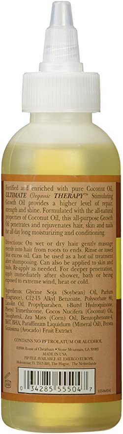 Originals by Africa's Best Therapy Coconut Oil Stimulating Growth Oil, Penetrates & Rejuvenates Hair, Skin and Nails For All Day Long Moisturizing and Conditioning, 4oz Bottle Find Your New Look Today!