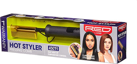 Red by Kiss Hot Comb Hair Straightener 450 Degrees, Straight Teeth Electric Heating Comb, Pressing Comb Brush for Straightening Hair and Beard, Curling Iron for Natural Black Hair Find Your New Look Today!