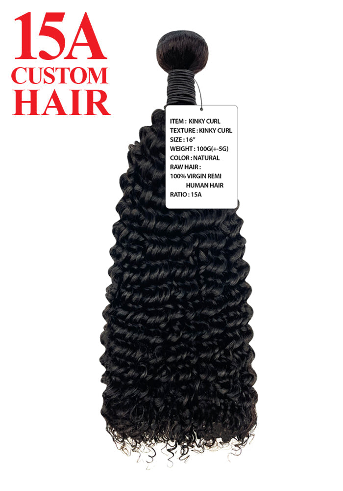 15A CUSTOM HAIR-KINKY CURL 100% VIRGIN UNPROCESSED REMY HUMAN HAIR