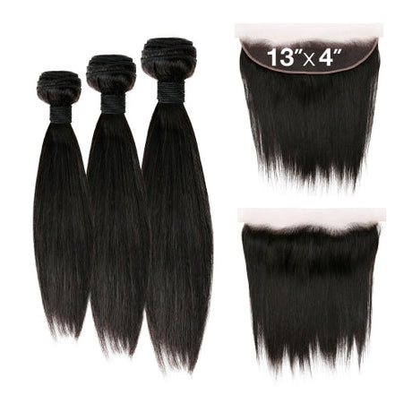 Uniq Hair 100% Virgin Human Hair Brazilian Bundle Hair Weave 7A Straight with 13X4 Closure Find Your New Look Today!