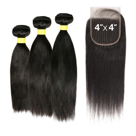 UpScale 100% Virgin Human Hair Unprocessed Bundle Hair Weave Straight 12A 3pcs With 4X4 Closure Find Your New Look Today!