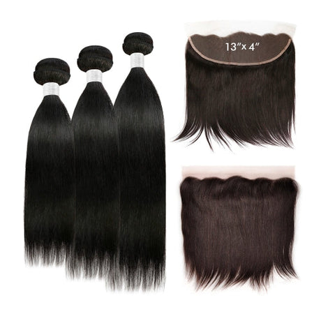 Vogue Hair 100% Virgin Human Hair Brazilian Bundle Hair Weave 6A Natural Straight with 13X4 Lace Frontal Closure Find Your New Look Today!
