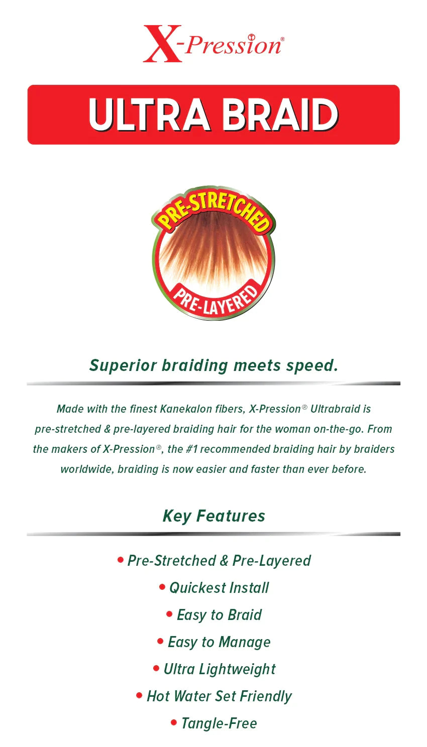 OUTRE X-PRESSION PRE-STRETCH BRAIDING HAIR - 100% KANEKALON - 3X ULTRA BRAID