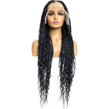 B&B KNOTLESS BRAIDED 100% FULL LACE WIG - TRIANGLE BOHEMIAN BOX BRAID - 32"