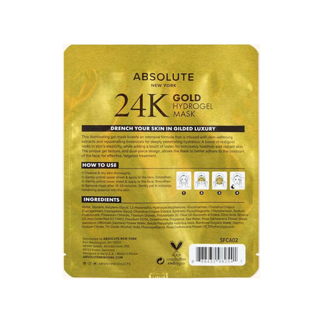 ABSOLUTE NEW YORK 24K GOLD HYDROGEL MASK - ACTIVE GOLD - 1.13 OZ