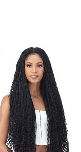 MAYDE BEAUTY LACE FRONT WIG - LONG CURLY BOX BRAID 36"